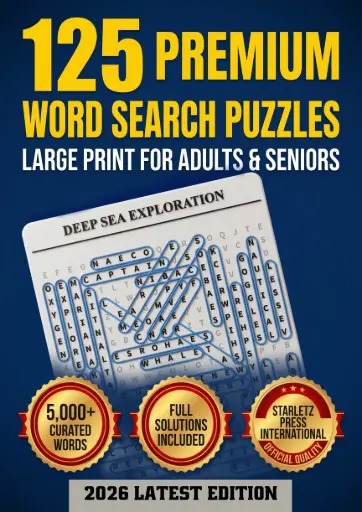 125 Premium Word Search Puzzles (5000 WORDS) with Solutions Included!